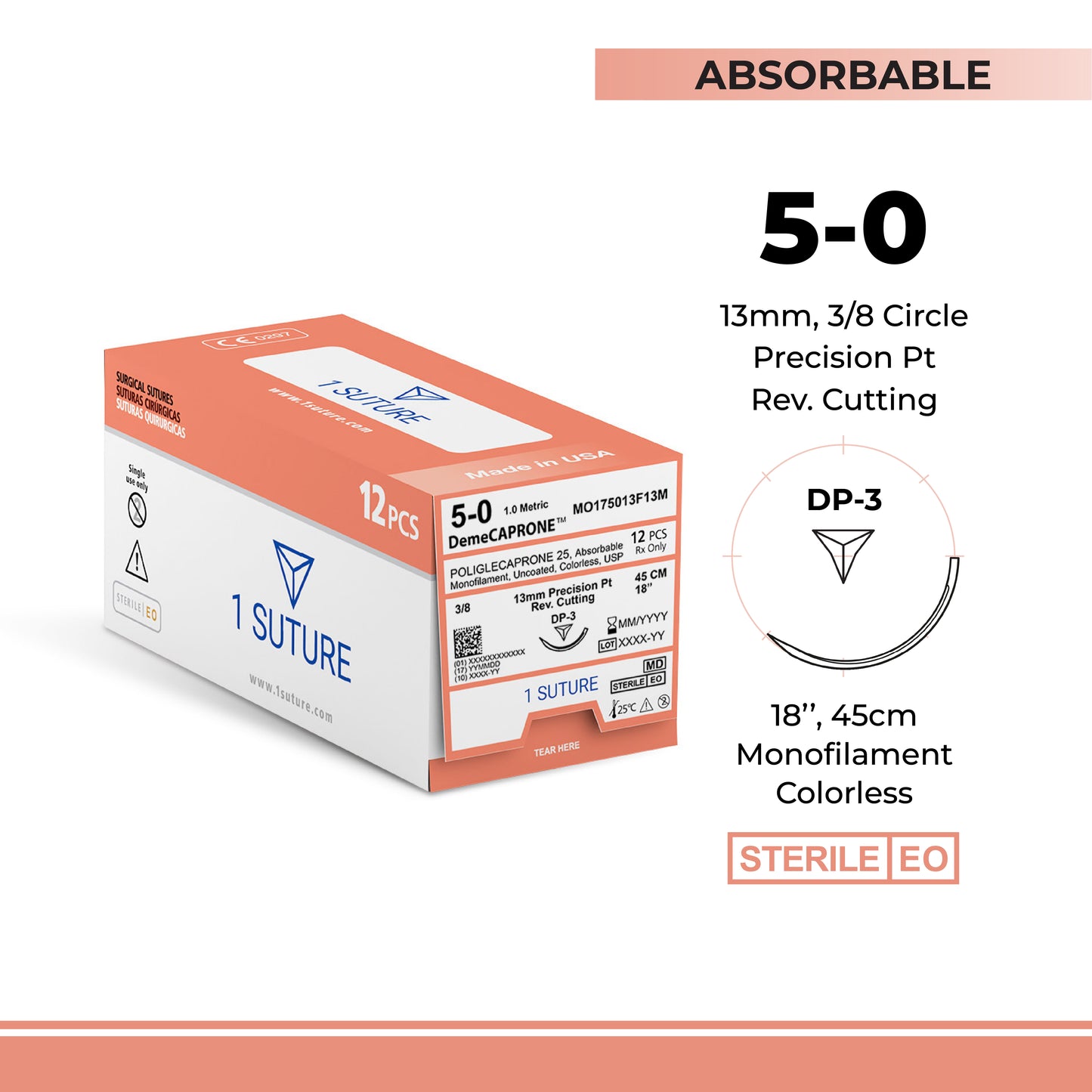Ultra Sharp Poliglecaprone 25 (Monocryl* / PGCL), Box of 12 Sutures