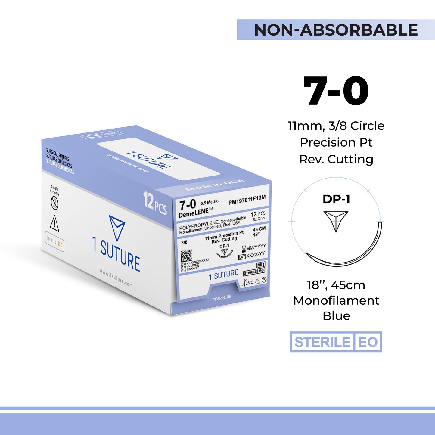 Ultra Sharp Polypropylene (Prolene), Box of 12 Sutures