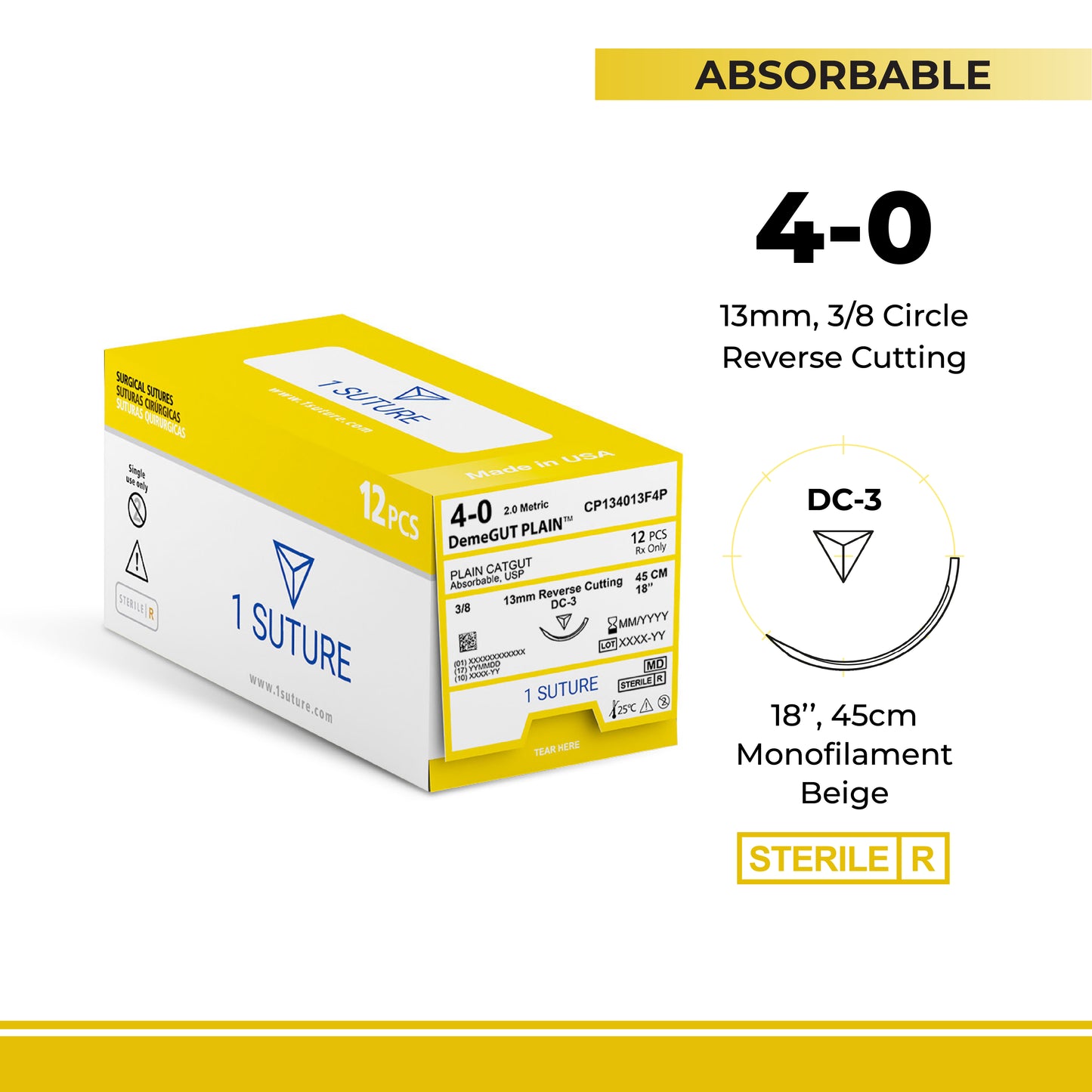 Plain Gut, Box of 12 Sutures