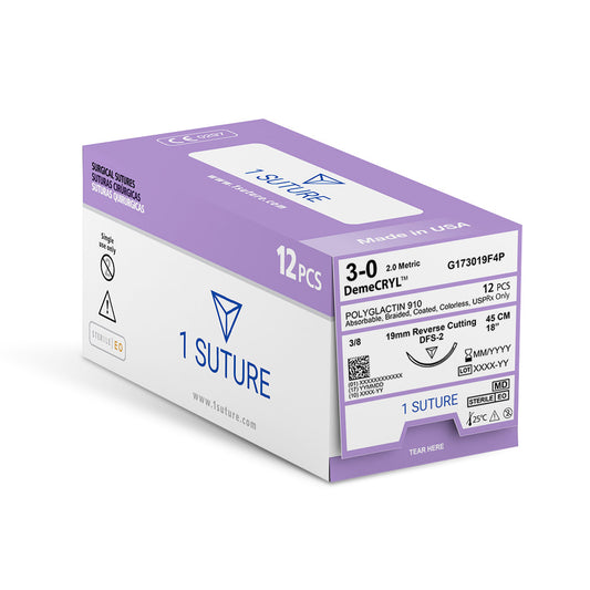 Polyglactin 910 (Vicryl) Box of 12 Sutures