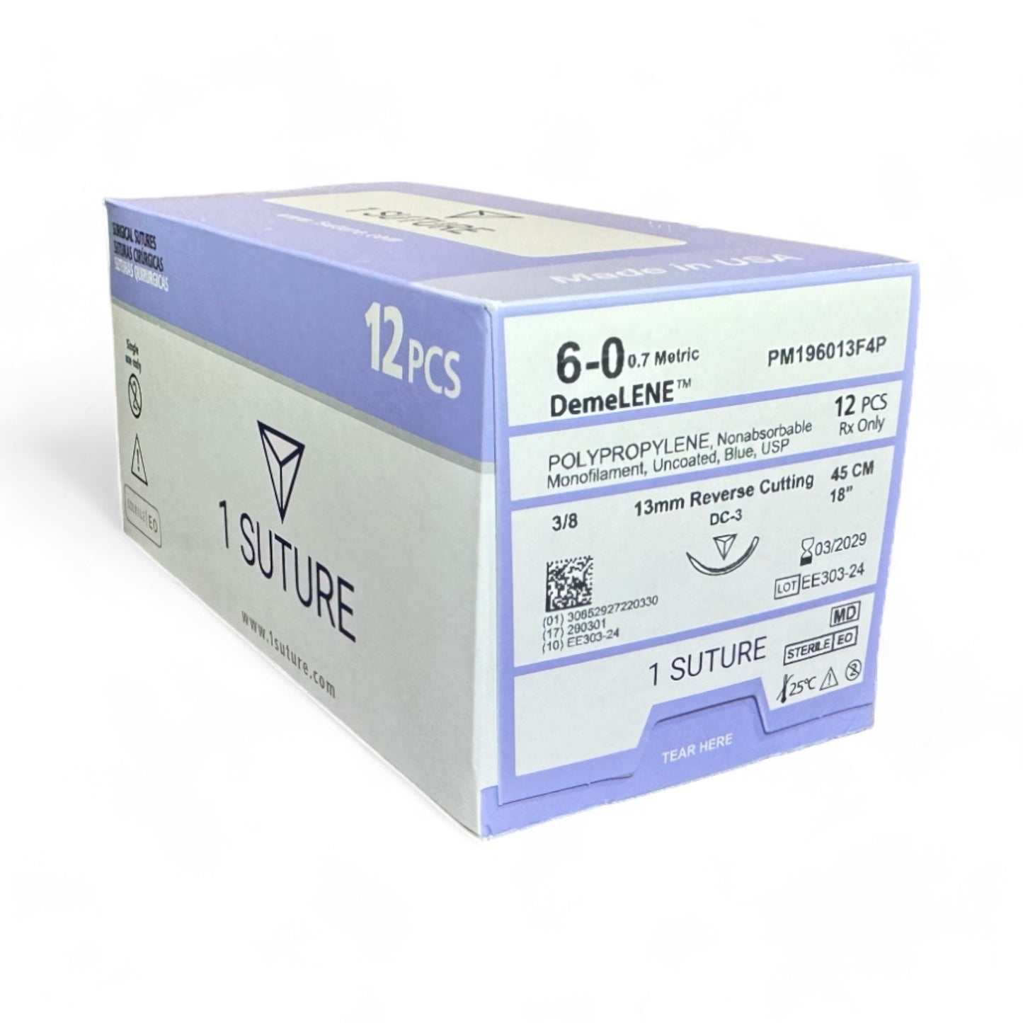 Polypropylene (Prolene), Box of 12 Sutures – 1 Suture