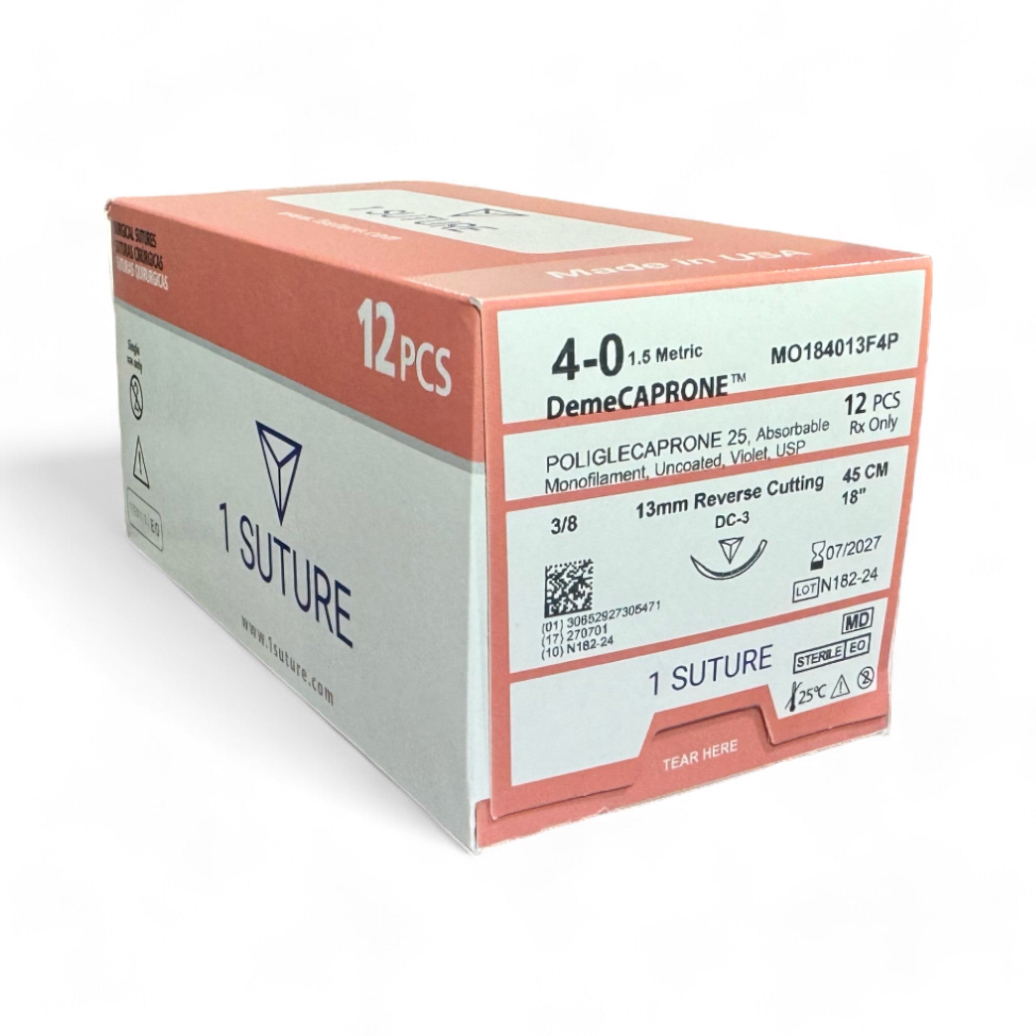 Poliglecaprone 25 (PGCL / Monocryl), Box of 12 Sutures. – 1 Suture