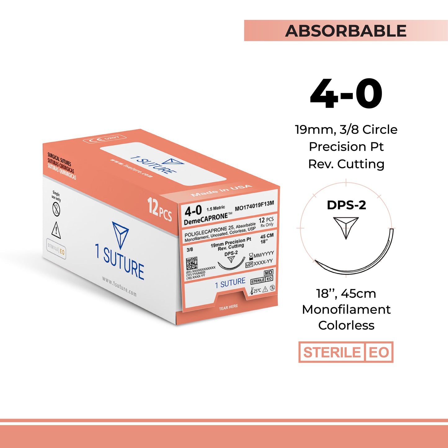 Ultra Sharp Poliglecaprone 25 (Monocryl* / PGCL), Box of 12 Sutures