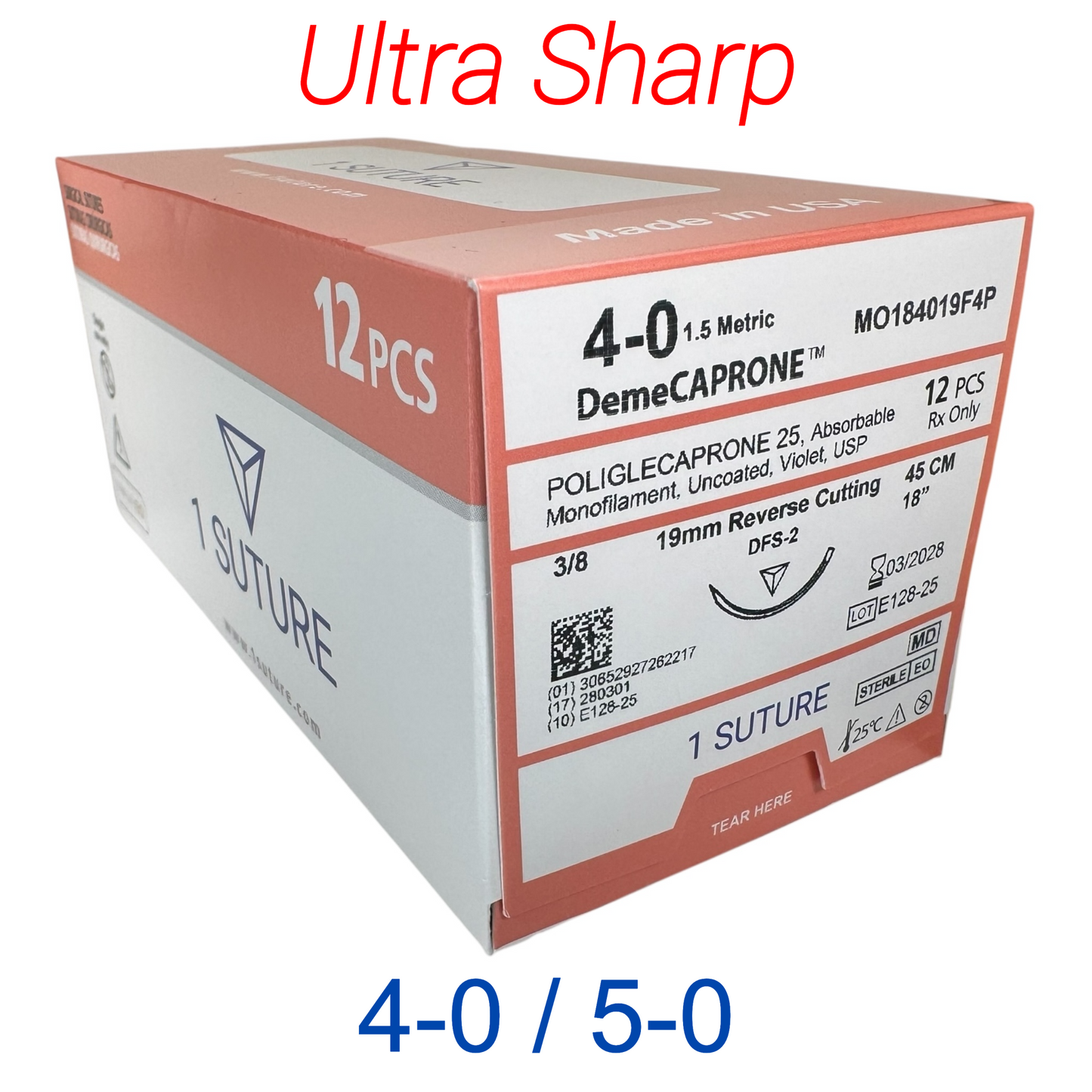 Ultra Sharp Poliglecaprone 25 (Monocryl / PGCL), Box of 12 Sutures