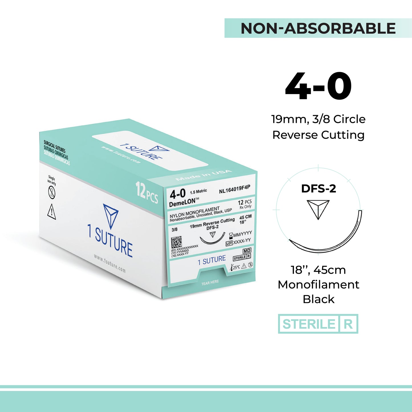 Nylon, Box of 12 Sutures