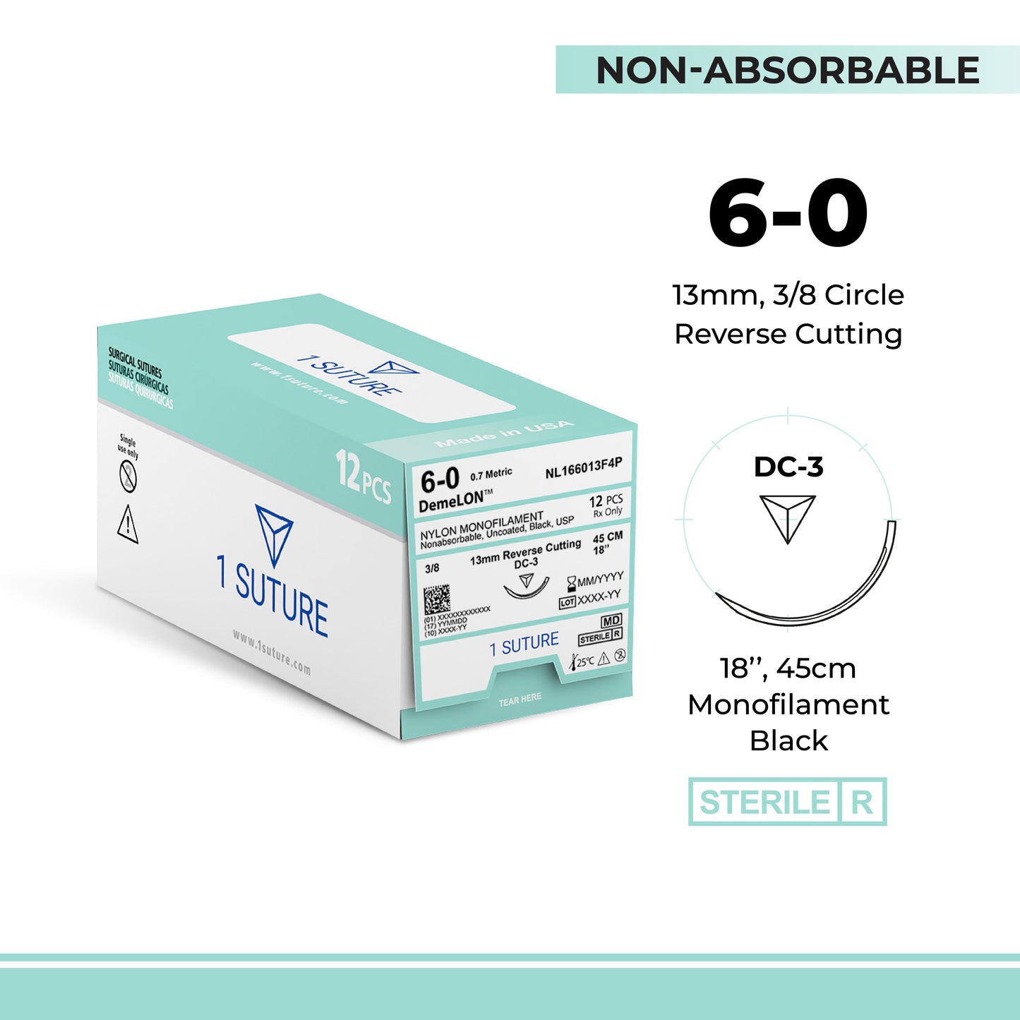 Nylon, Box of 12 Sutures