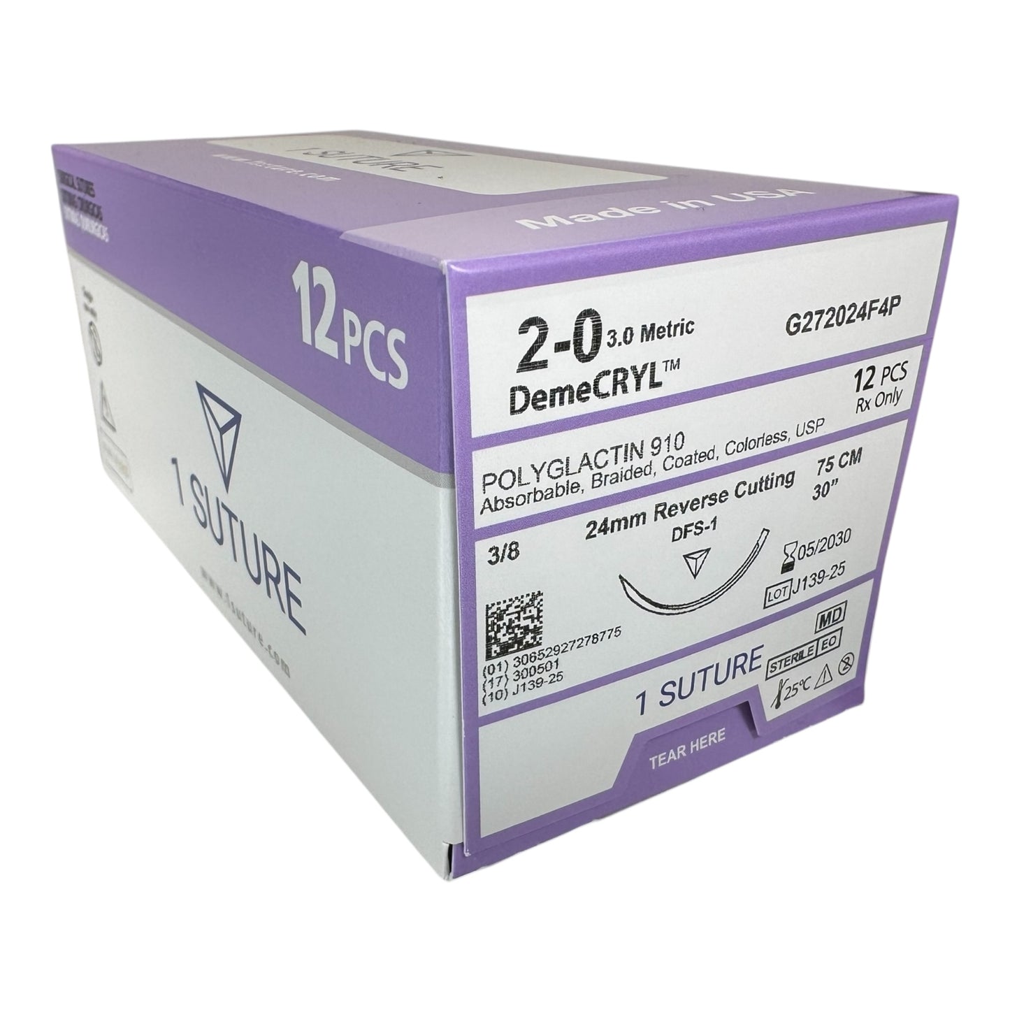 Polyglactin 910 (Vicryl) Box of 12 Sutures