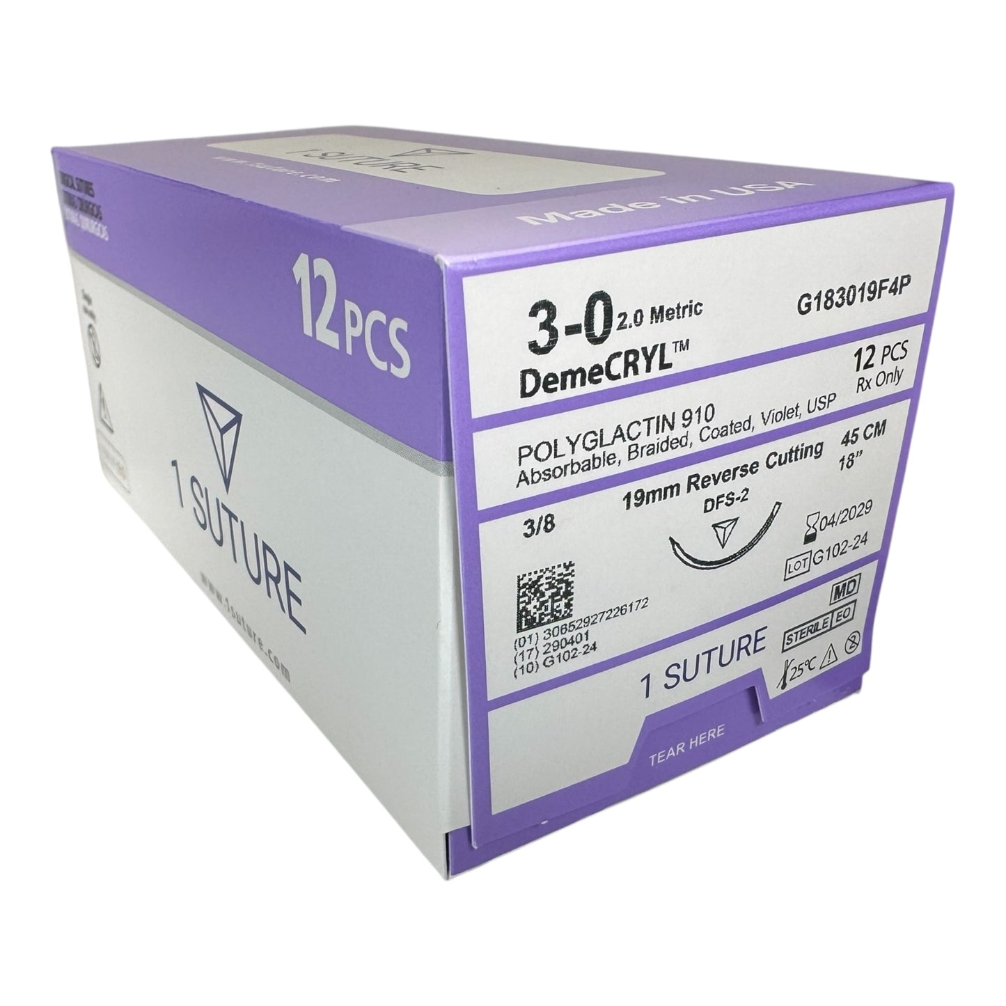 Ultra Sharp Polyglactin 910 (Vicryl) Box of 12 Sutures