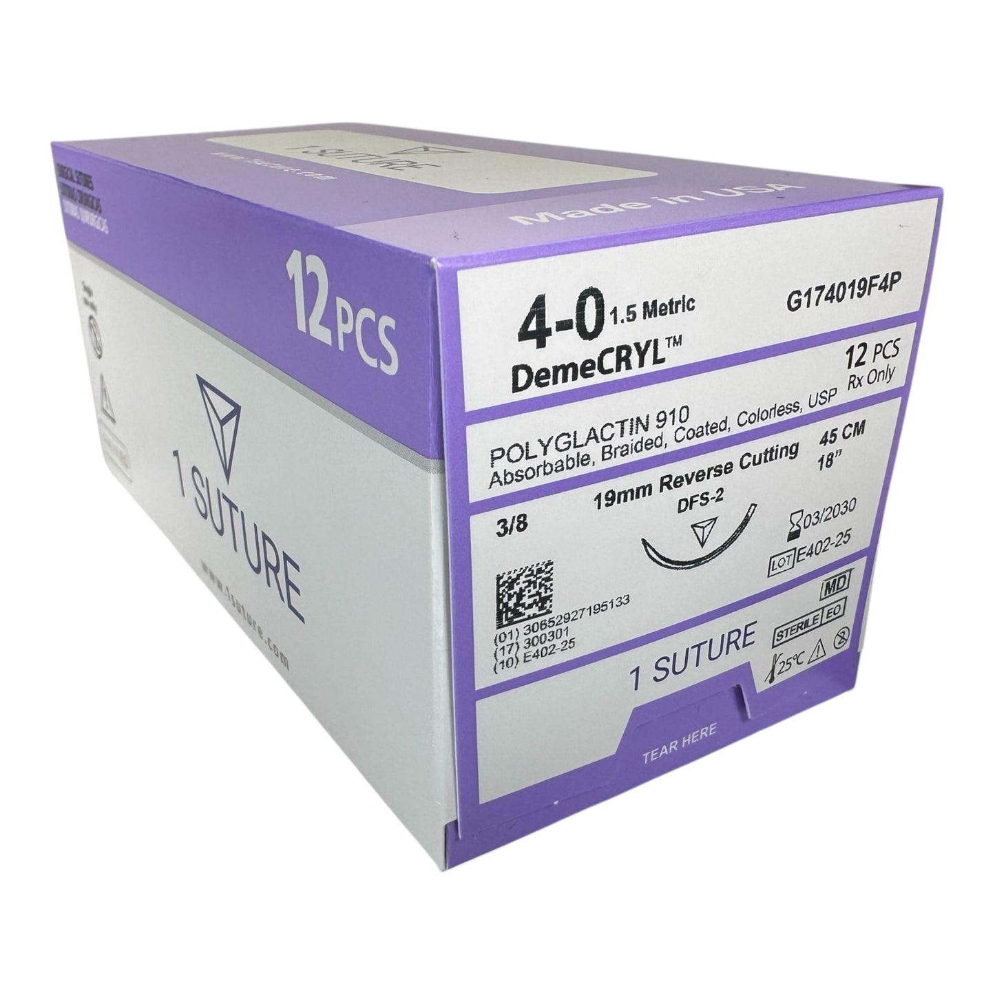 Ultra Sharp Polyglactin 910 (Vicryl) Box of 12 Sutures