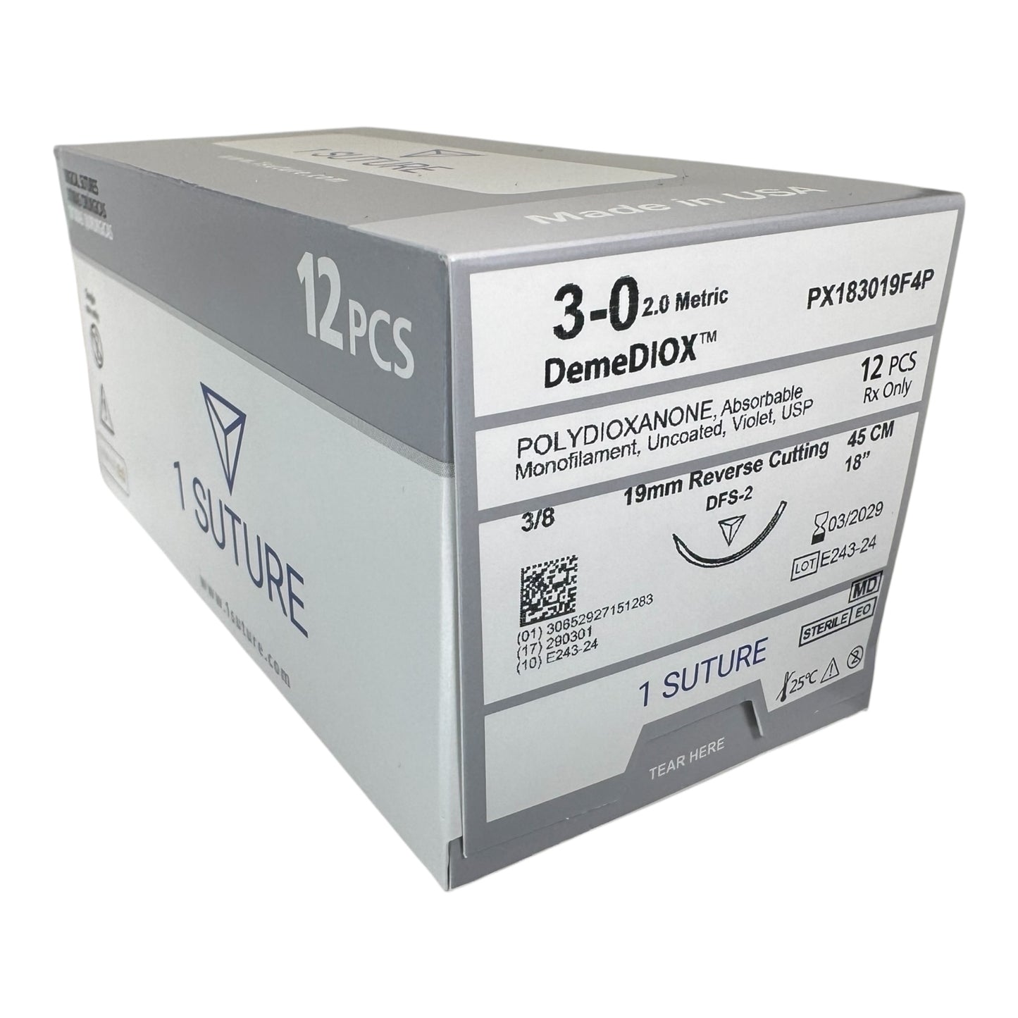 Ultra Sharp Polydioxanone (PDO), Box of 12 Sutures