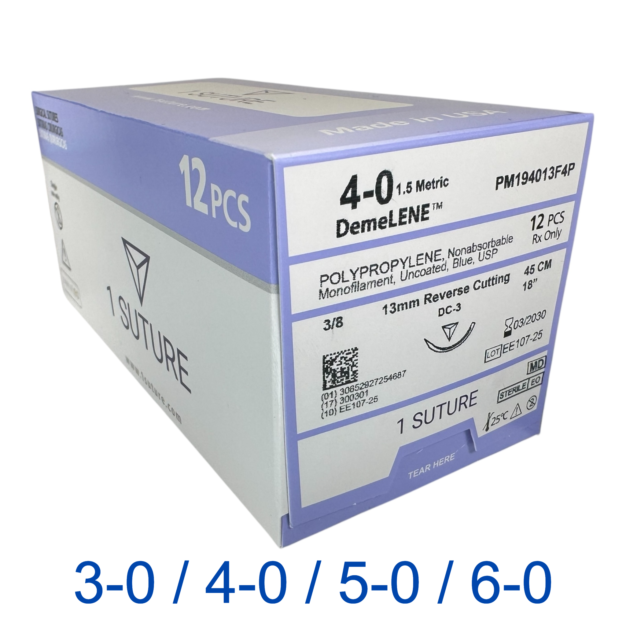 Polypropylene (Prolene), Box of 12 Sutures – 1 Suture